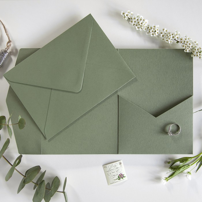 DIY Sage Green Pocketfold Envelopes