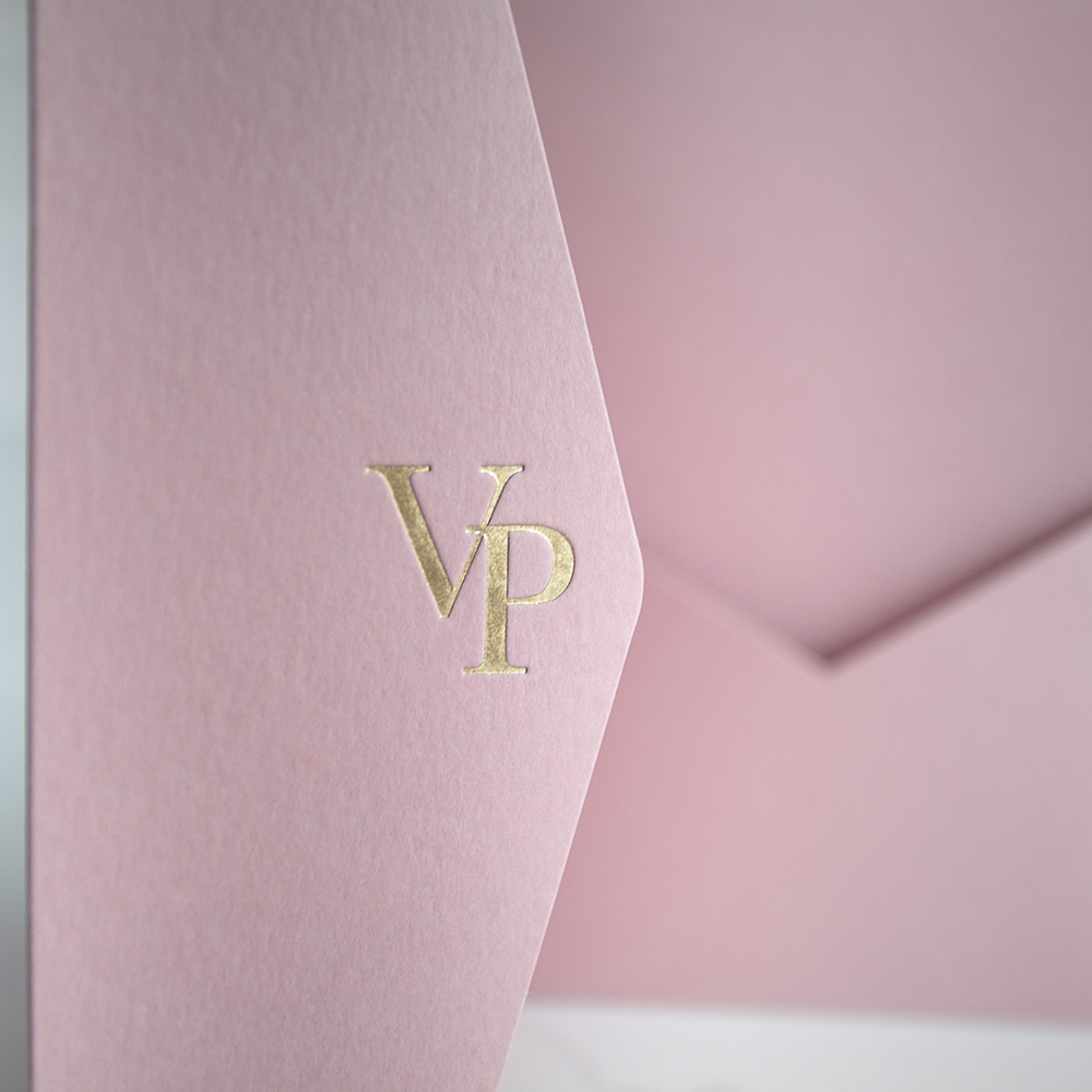Foil Pressed DIY Dusky Pink Pocketfold Envelopes Letterpress Style