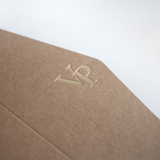 Foil Pressed DIY Kraft Brown Pocketfold Envelopes Letterpress Style