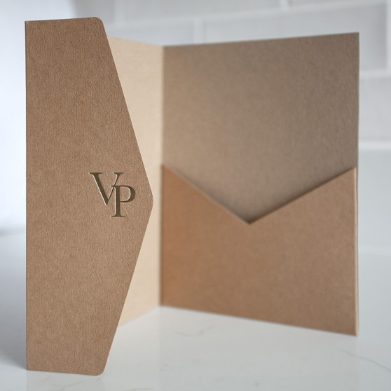 Foil Pressed DIY Kraft Brown Pocketfold Envelopes Letterpress Style