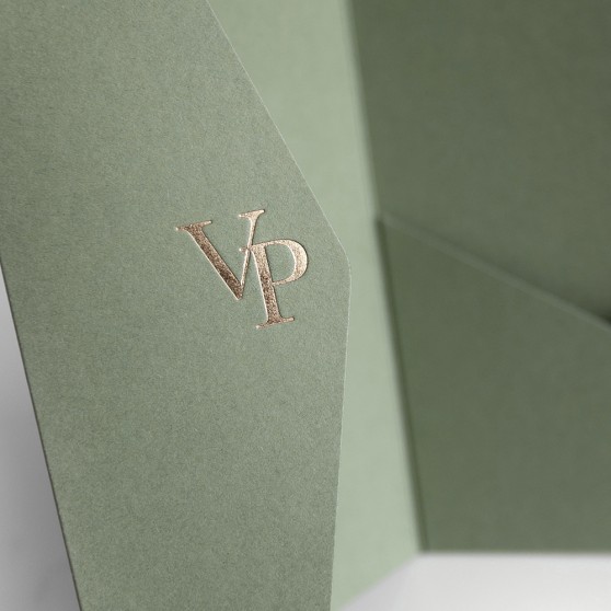 'Any Design/Your Design' Foil Logo & Standard Print Inserts Pocketfold Wedding Invitation