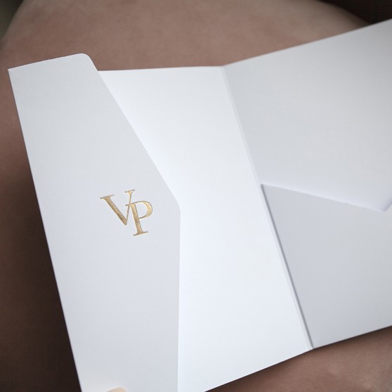 Foil Pressed DIY White Pocketfold Envelopes Letterpress Style