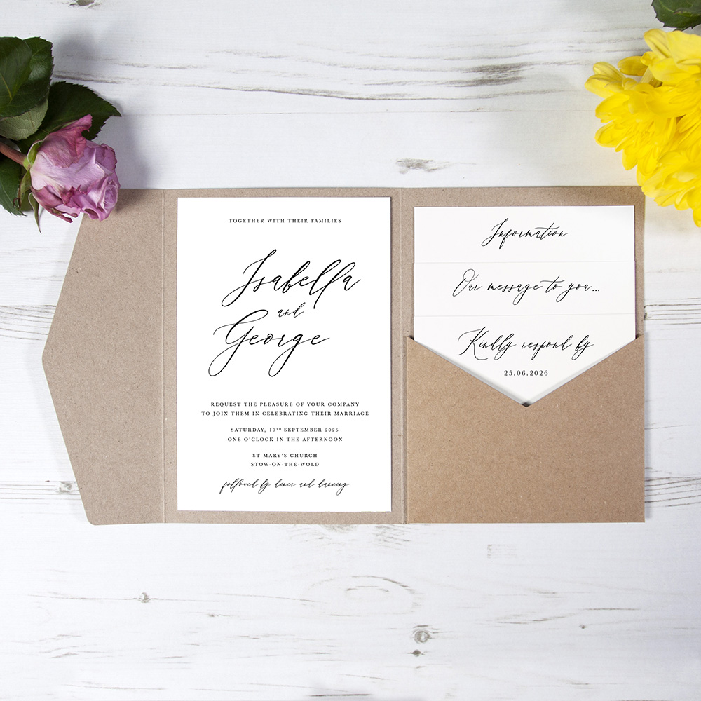 'Calligraphy 4' Pocketfold Wedding Invitation