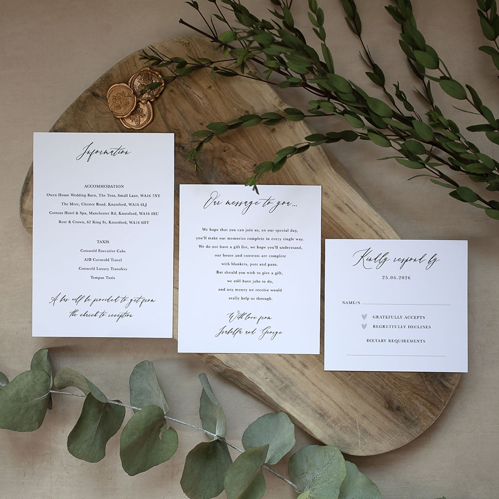 'Calligraphy 4' Pocketfold Wedding Invitation Sample