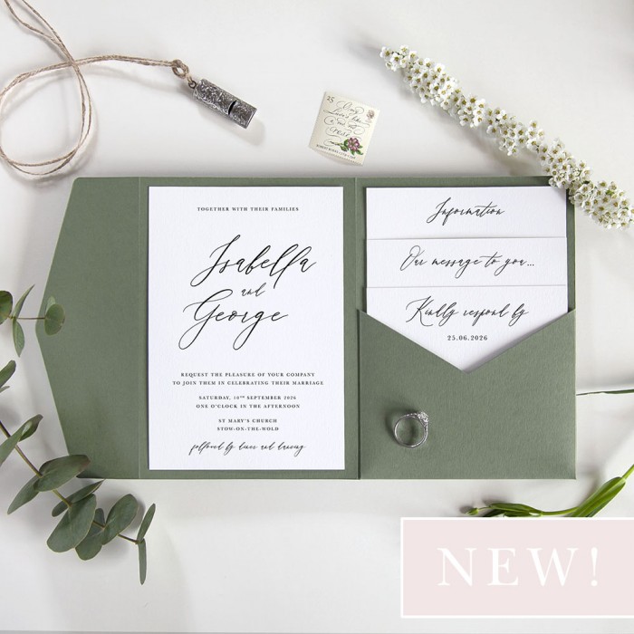 'Calligraphy 4' Pocketfold Wedding Invitation Sample