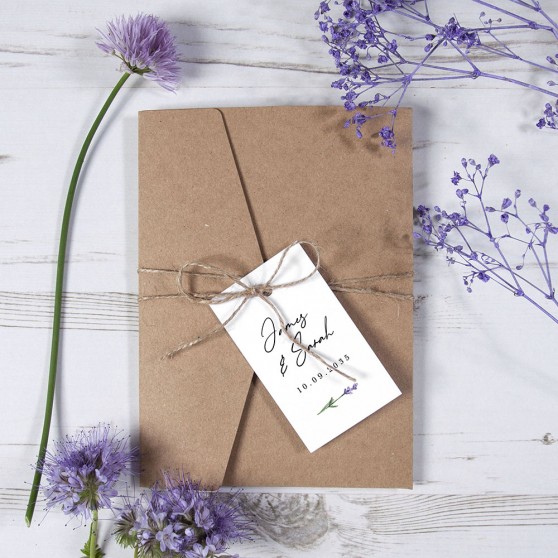 'Lavender' Pocketfold Wedding Invitation Sample