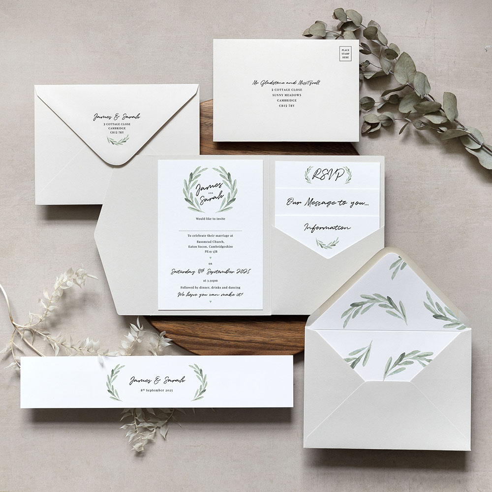 'Olive' Pocketfold Wedding Invitation