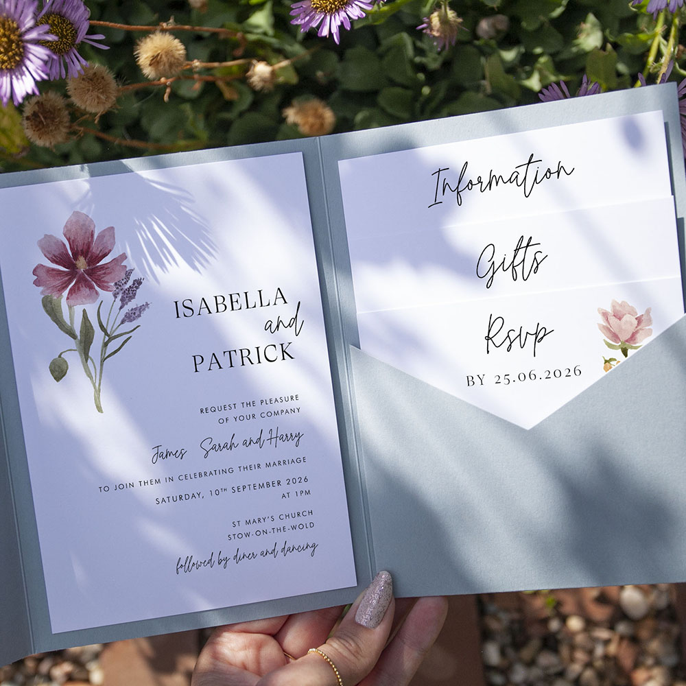 'Secret Garden' Pocketfold Wedding Invitation