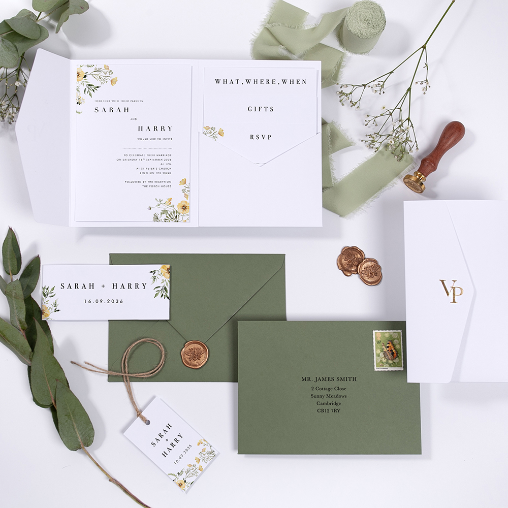 'Spring Collection SC10' Pocketfold Wedding Invitation Sample
