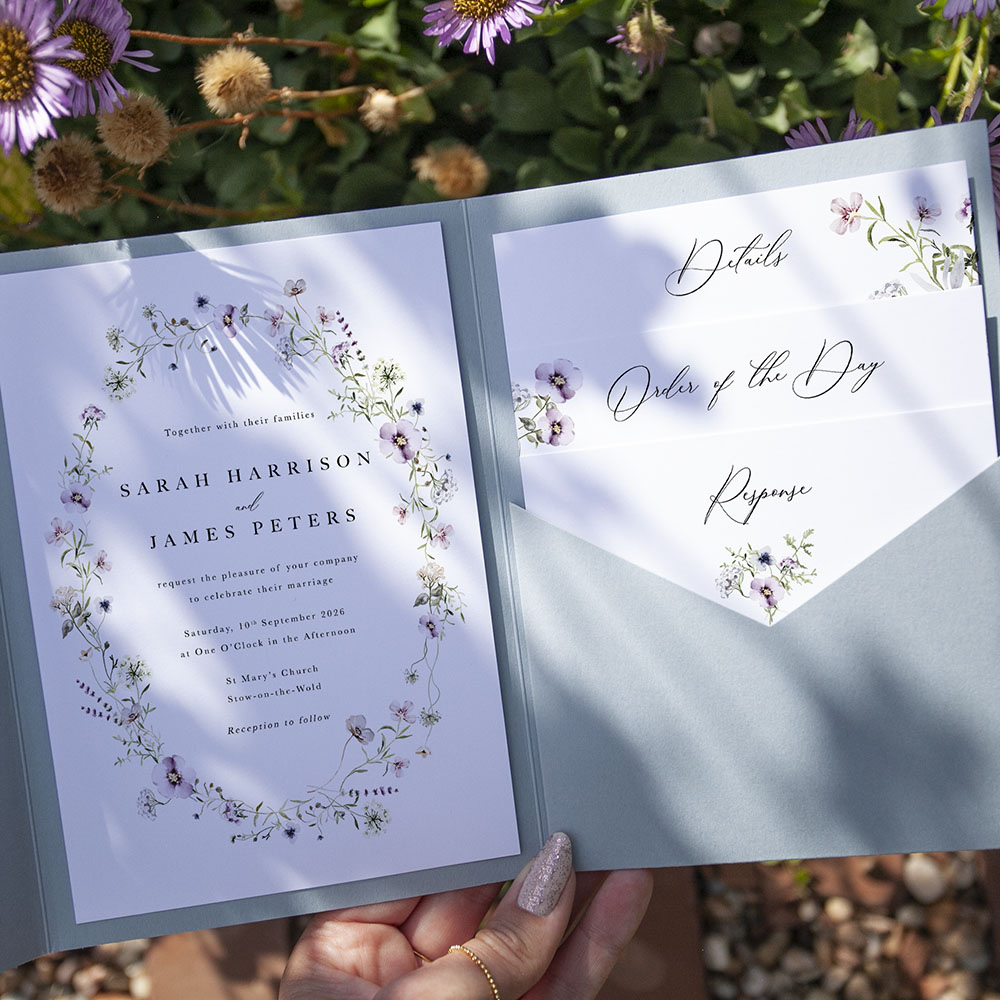'Spring Blush SC13' Pocketfold Wedding Invitation