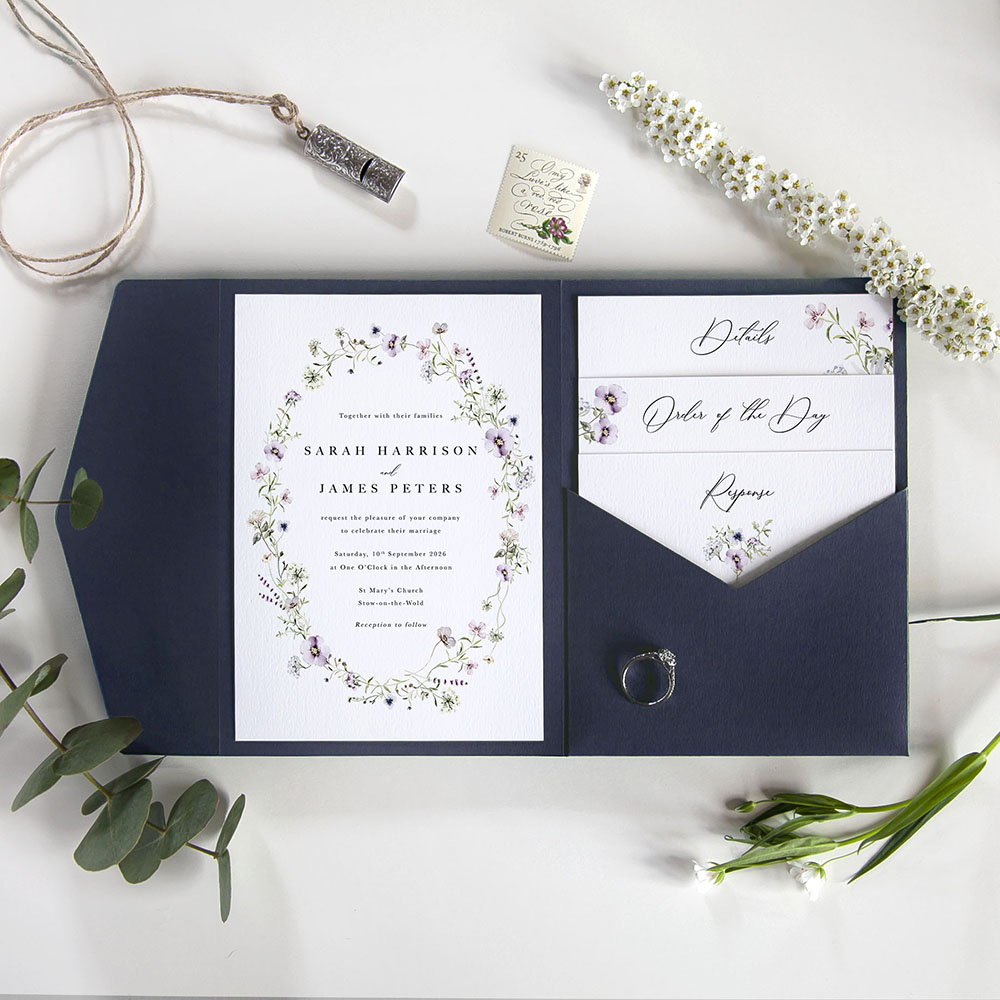 'Spring Blush SC13' Pocketfold Wedding Invitation Sample