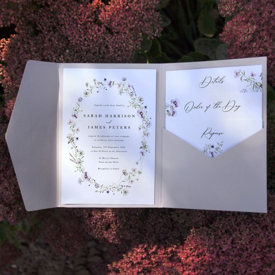 'Spring Blush SC13' Pocketfold Wedding Invitation