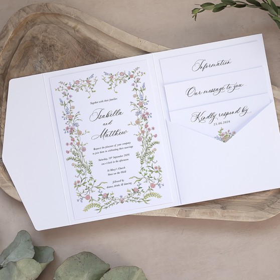 'Vintage Garden' Pocketfold Wedding Invitation Sample