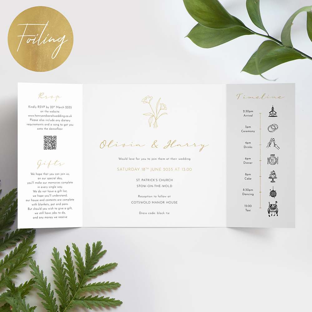 'Harmony' Foil Printed Gatefold Wedding Invitation