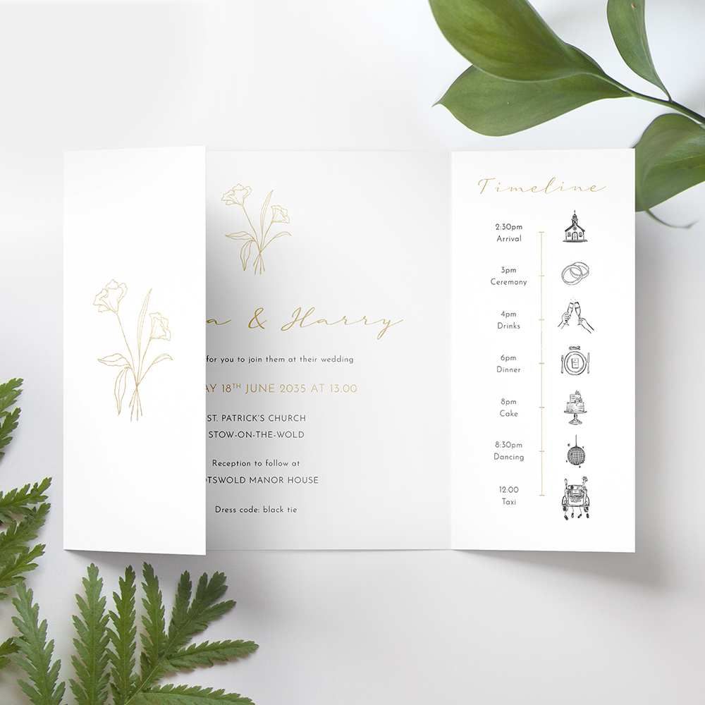 'Harmony' Foil Printed Gatefold Wedding Invitation