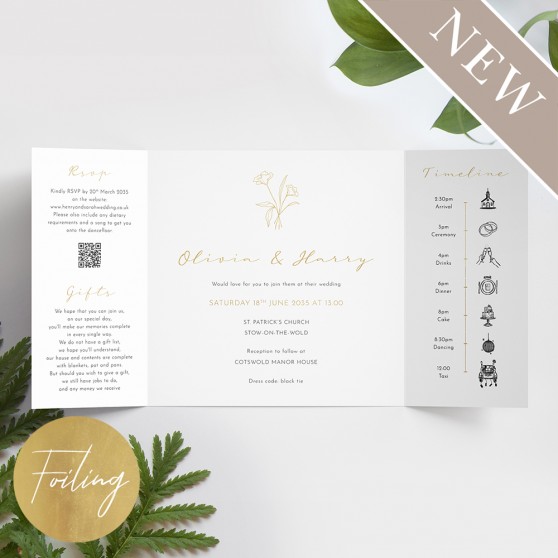 'Harmony' Foil Printed Gatefold Wedding Invitation