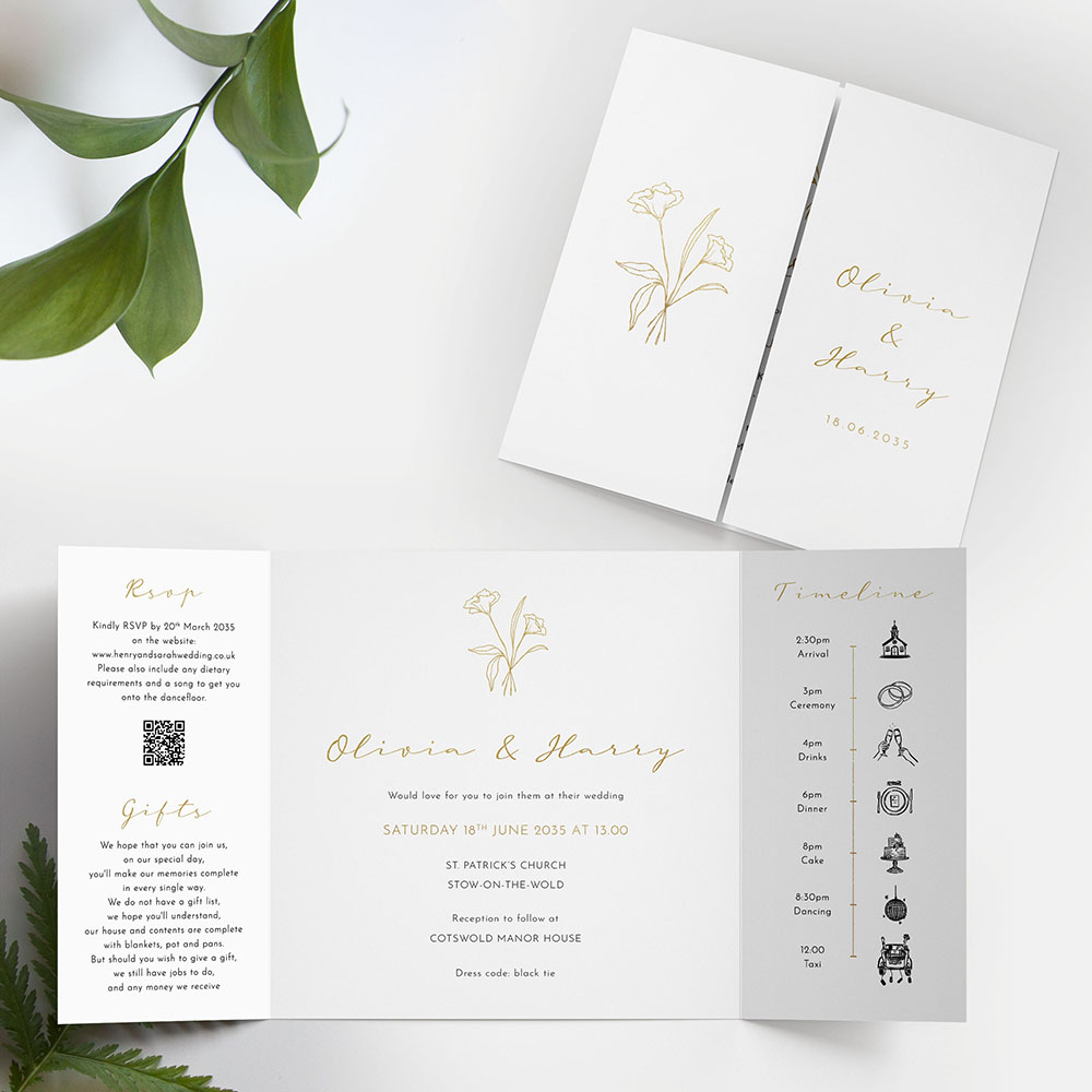'Harmony' Foil Printed Gatefold Wedding Invitation