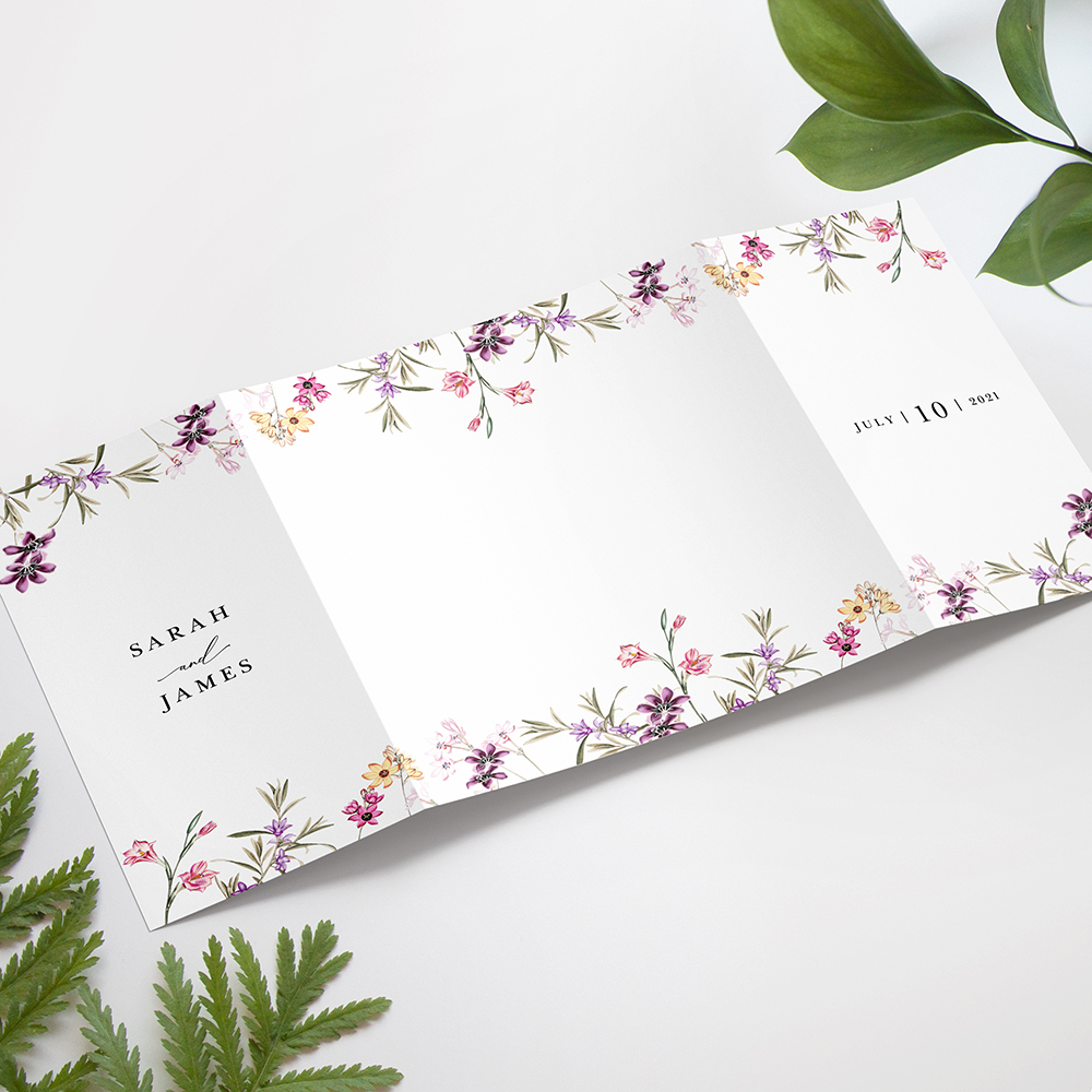 'Wild Botanical' Printed Gatefold Wedding Invitation Sample