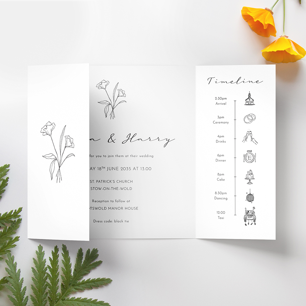 'Harmony' Printed Gatefold Wedding Invitation