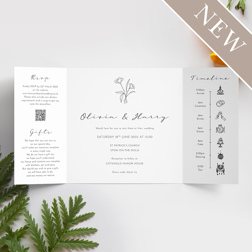 'Harmony' Printed Gatefold Wedding Invitation