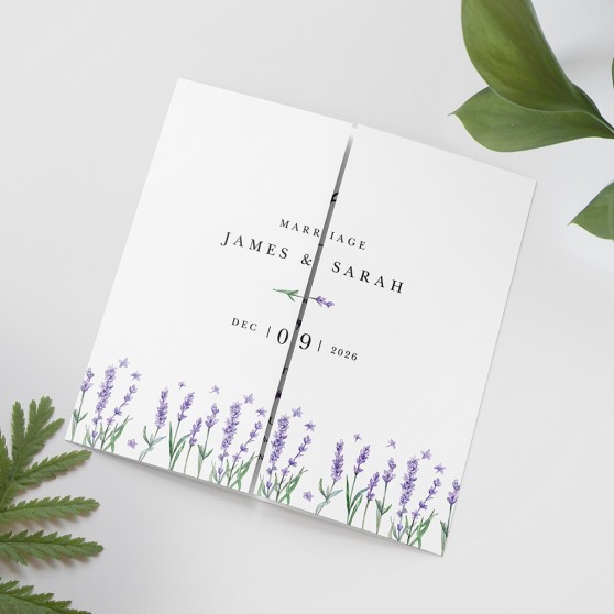 'Lavender' Printed Gatefold Wedding Invitation Sample