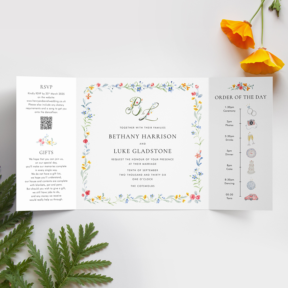 'Love Story' Printed Gatefold Wedding Invitation