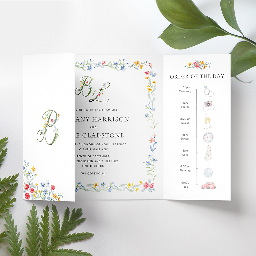 'Love Story' Printed Gatefold Wedding Invitation