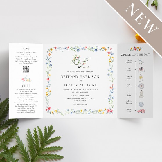 'Love Story' Printed Gatefold Wedding Invitation