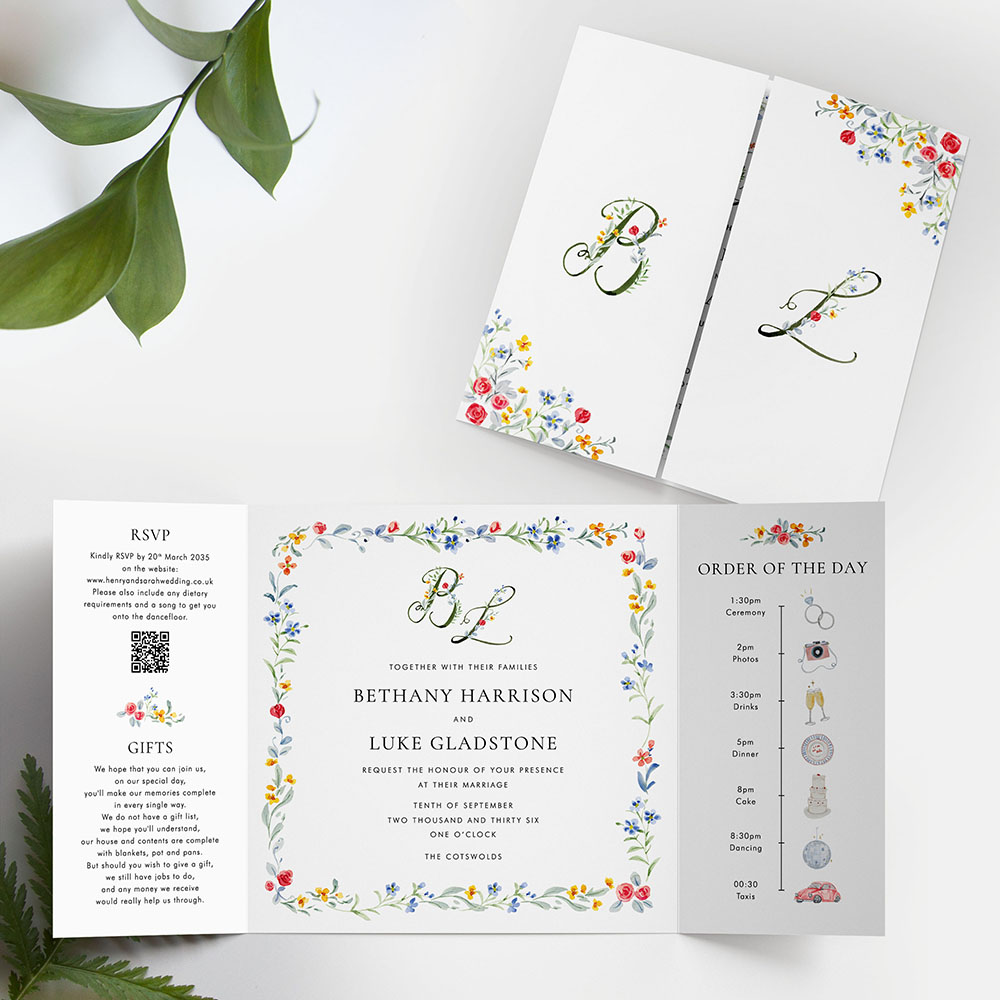 'Love Story' Printed Gatefold Wedding Invitation