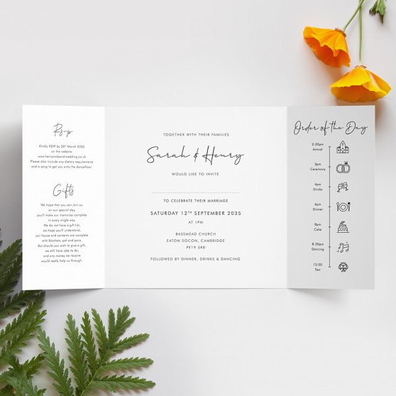 'Modern Minimalist MM02' Printed Gatefold Wedding Invitation