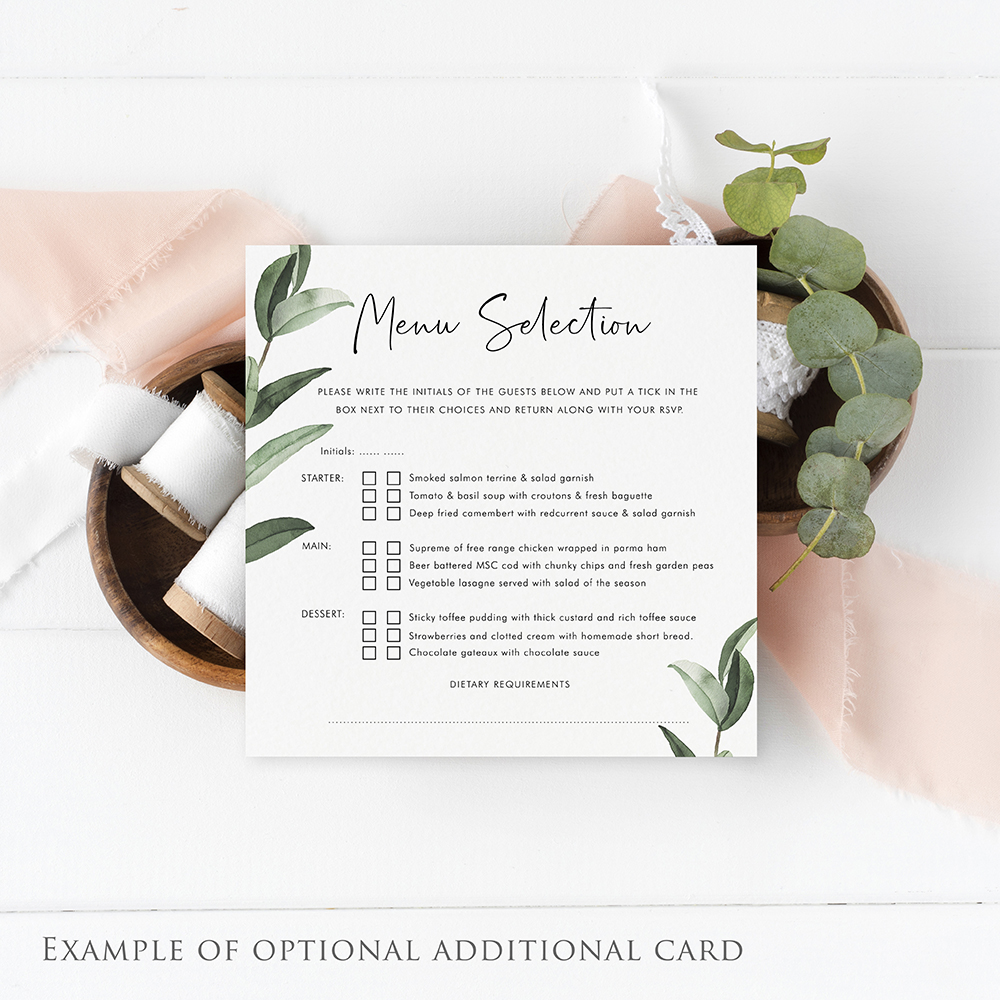 'Olive Garden' Printed Gatefold Wedding Invitation