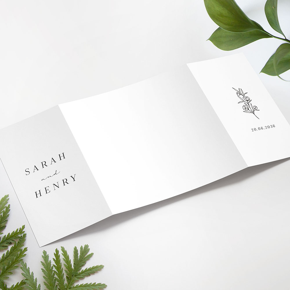 'Quiet Blooms' Printed Gatefold Wedding Invitation