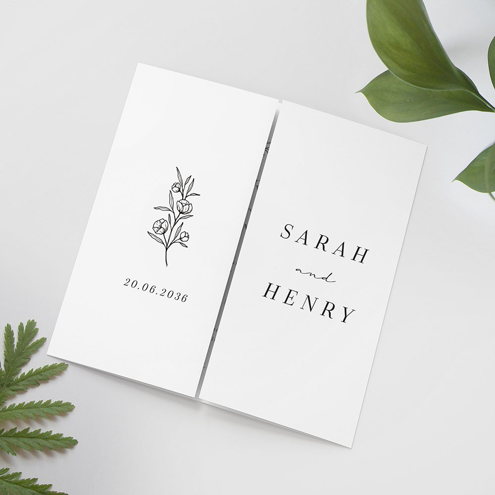 'Quiet Blooms' Printed Gatefold Wedding Invitation