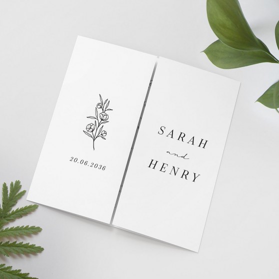 'Quiet Blooms' Printed Gatefold Wedding Invitation