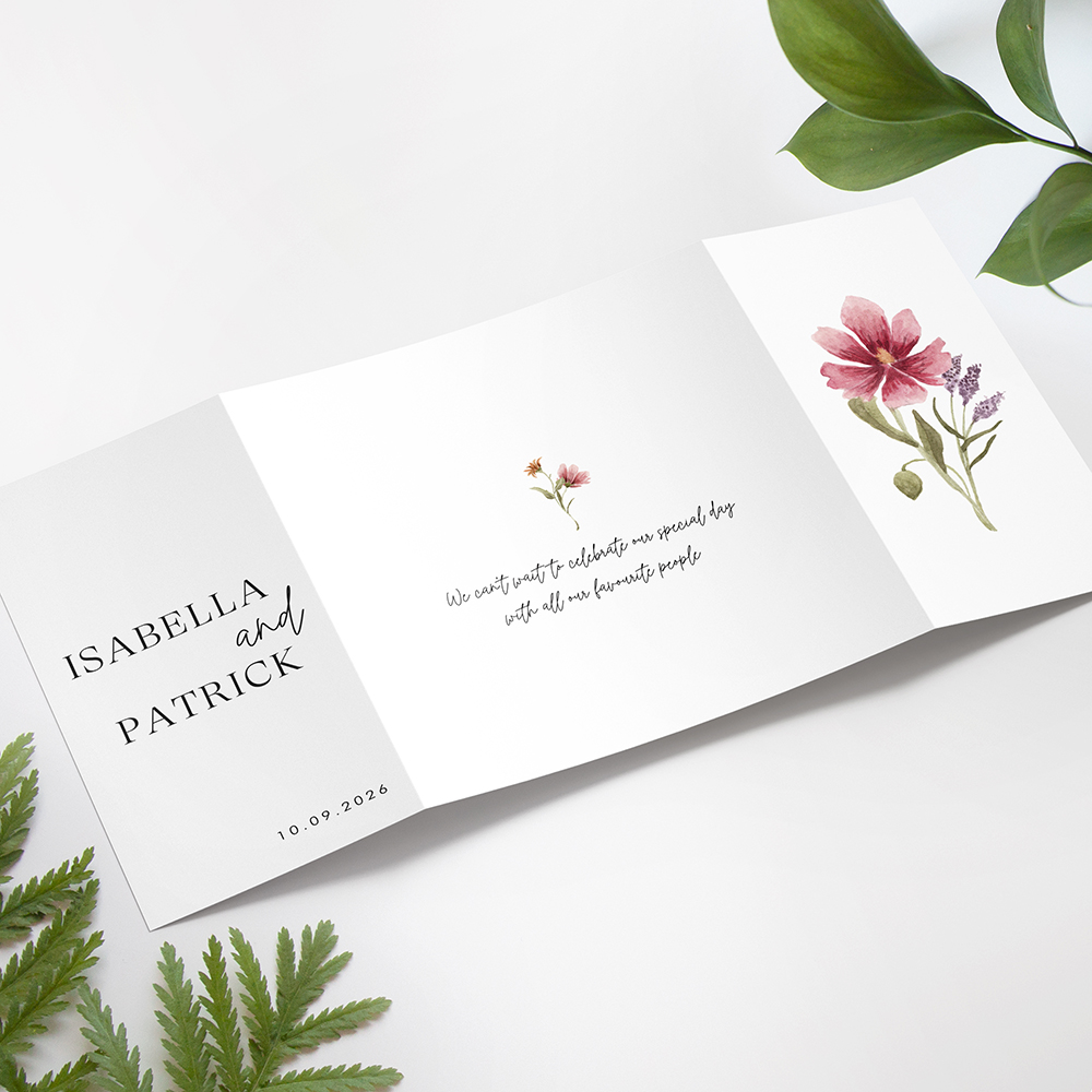 'Secret Garden' Printed Gatefold Wedding Invitation