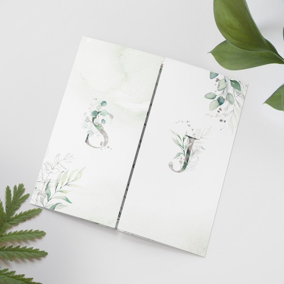 'Silver Eucalyptus' Printed Gatefold Wedding Invitation