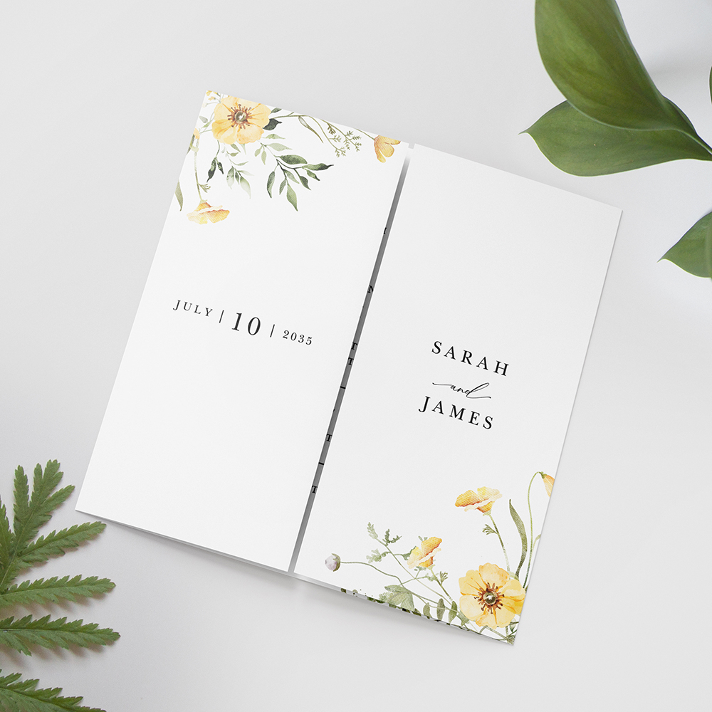 'Spring Collection Yellow SC10' Printed Gatefold Wedding Invitation Sample
