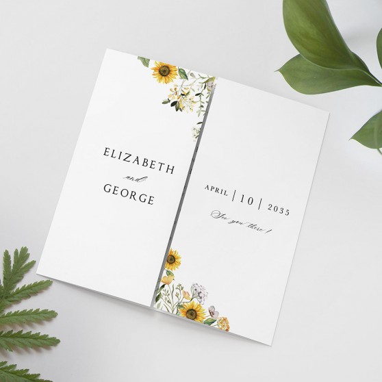 'Sunflower' Printed Gatefold Wedding Invitation