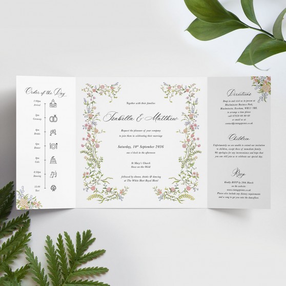'Vintage Garden' Printed Gatefold Wedding Invitation