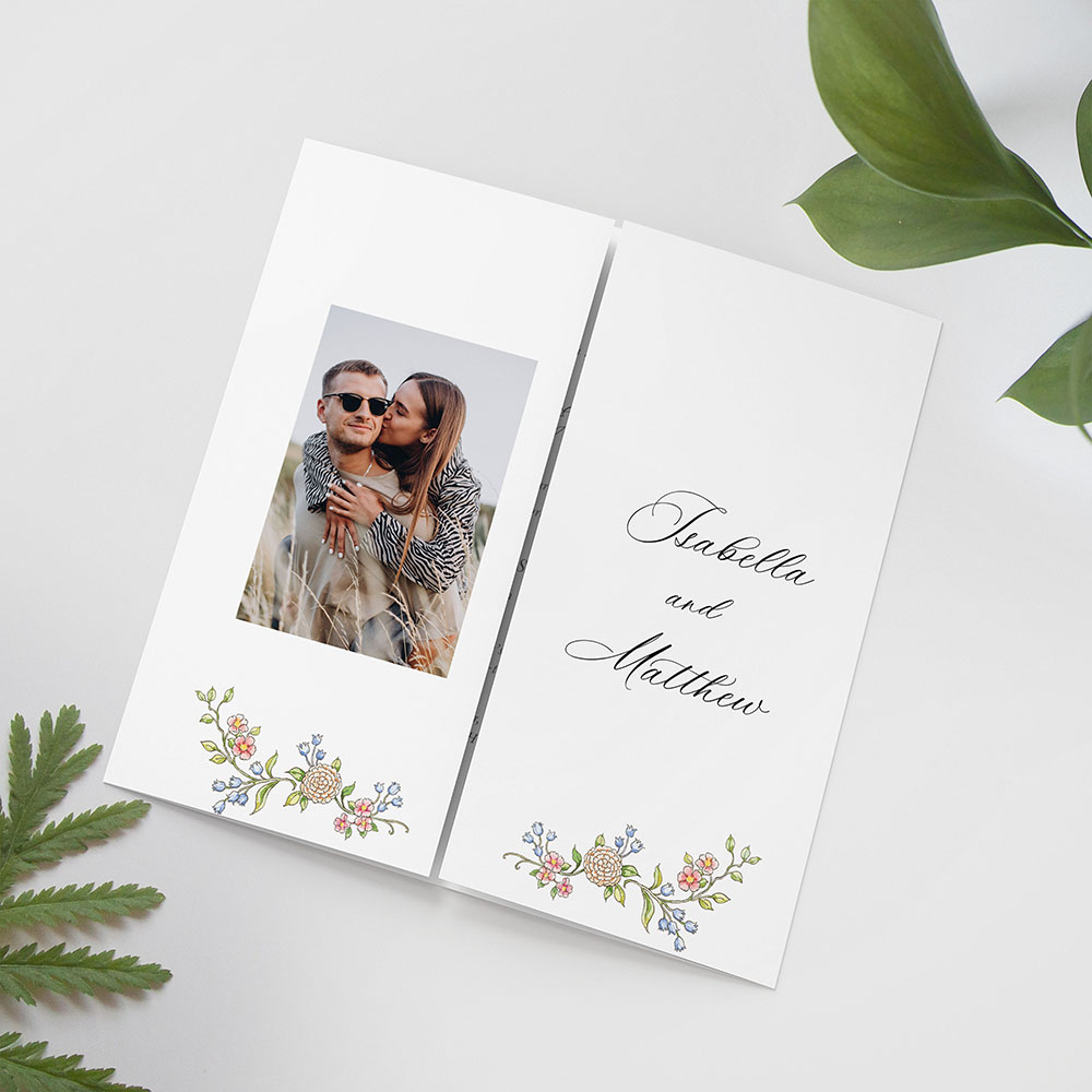 'Vintage Garden' Printed Gatefold Wedding Invitation