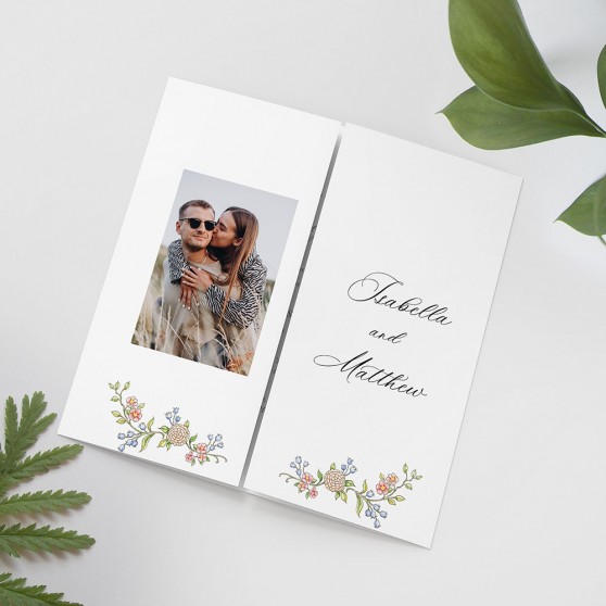 'Vintage Garden' Printed Gatefold Wedding Invitation