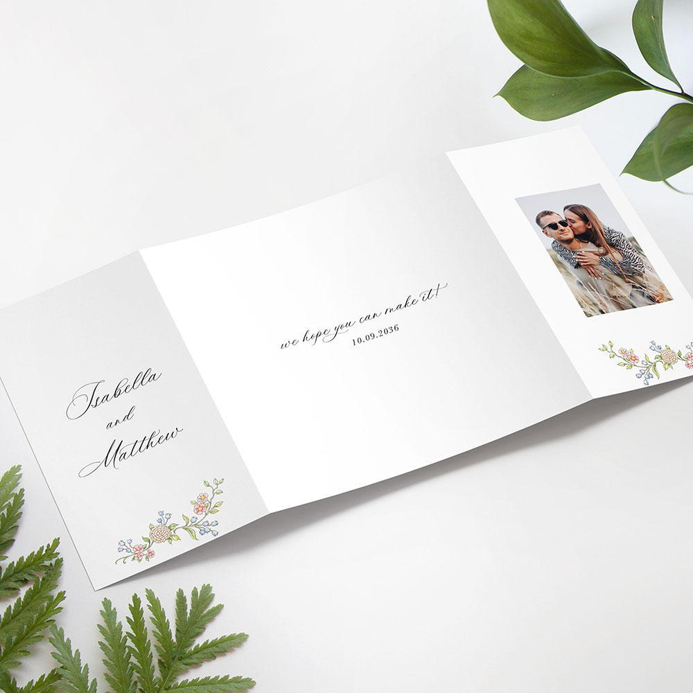 'Vintage Garden' Printed Gatefold Wedding Invitation