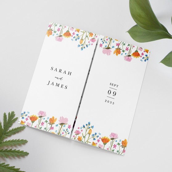 'Wild Floral' Printed Gatefold Wedding Invitation Sample