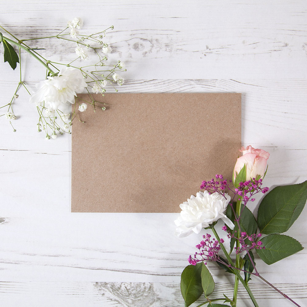 'Lavender Floral' Printed Envelope Liner Sample with Envelope