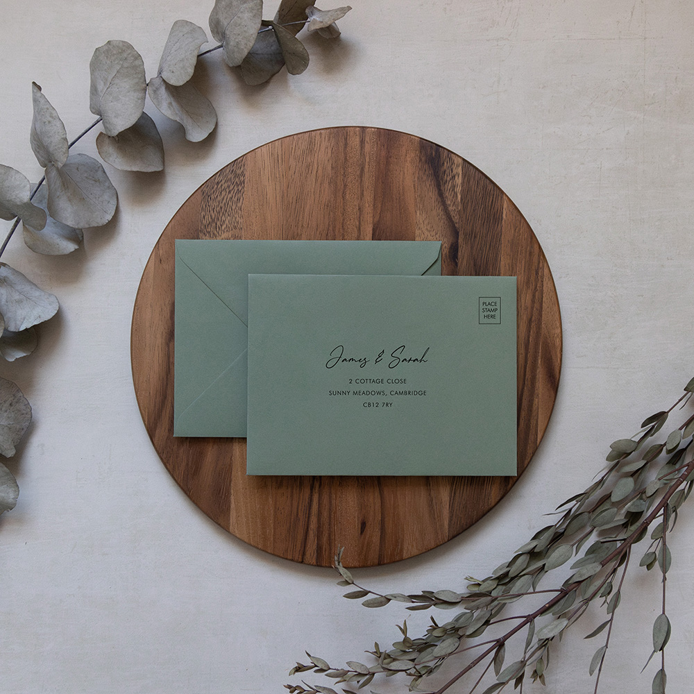 'Classic Eucalyptus' Addressed C6 RSVP Envelopes