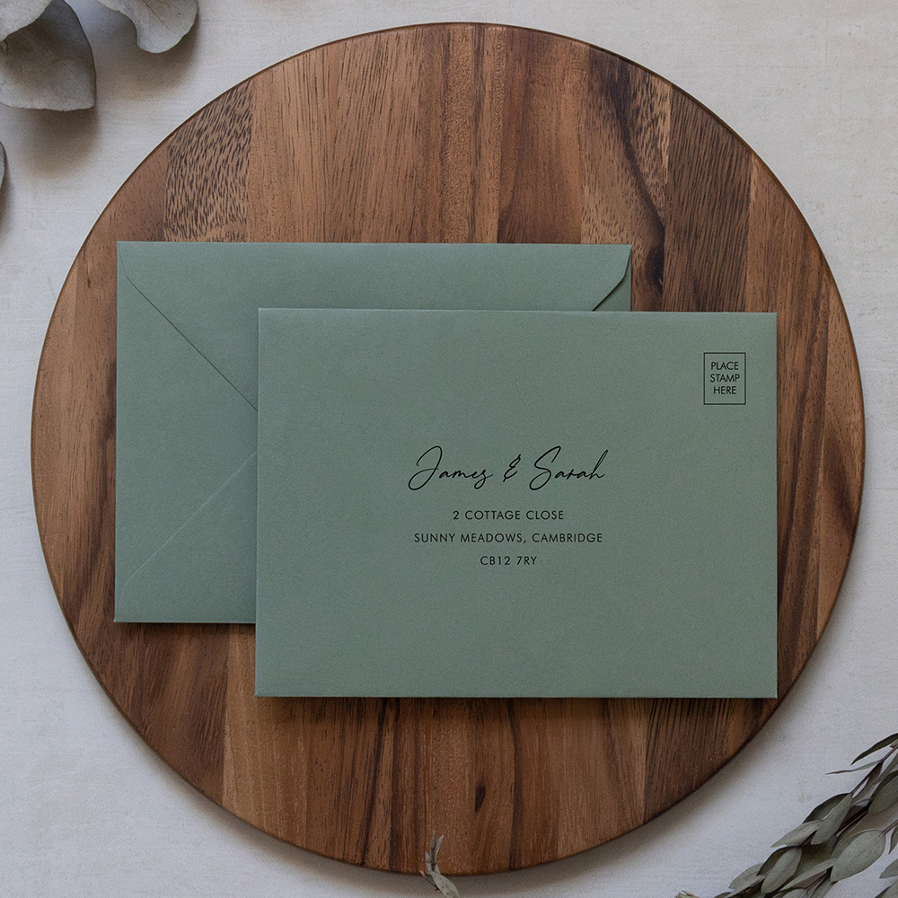 'Classic Eucalyptus' Addressed C6 RSVP Envelopes