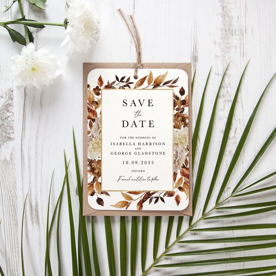 'Autumn Garden AG10' Hole-punched Save the Date