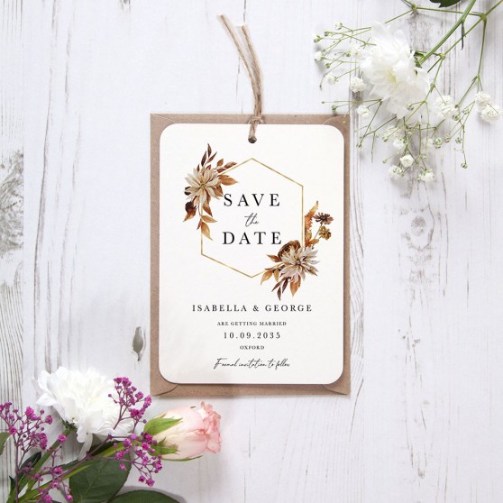 'Autumn Garden AG11' Hole-punched Save the Date