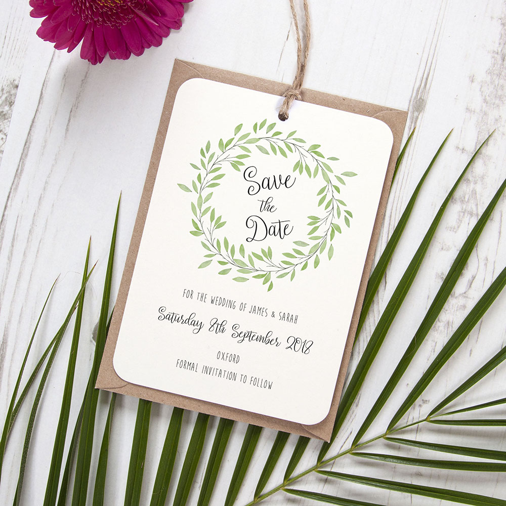 'Autumn Green' Save the Date Tag