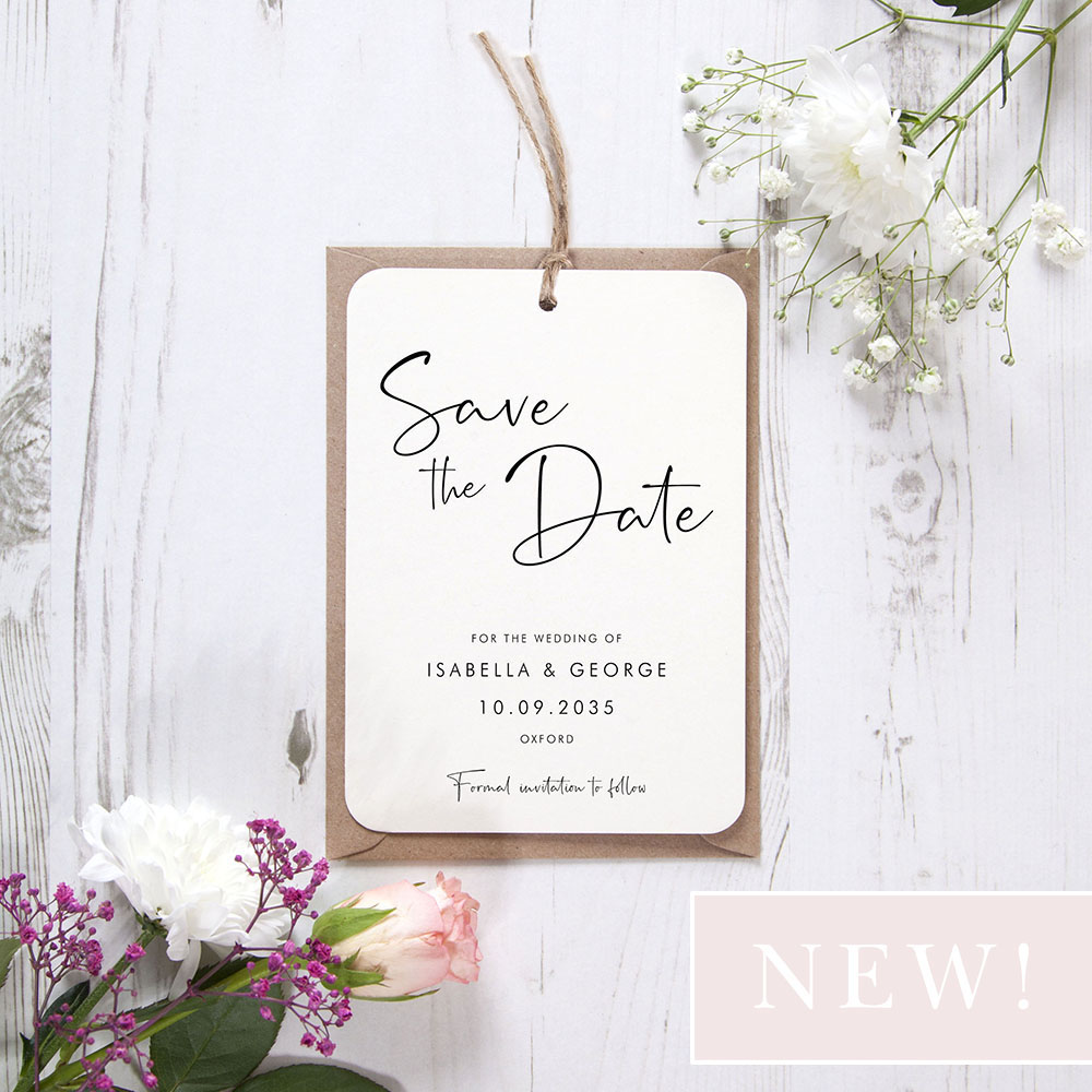 'Calligraphy 5' Tag Save the Date Sample
